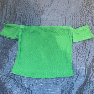 Rich Green Cropped Off-Shoulder Top